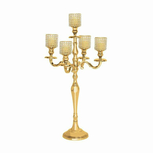 Candélabre moderne en cristal plaqué or, centre de table créatif, bougeoir vintage en métal, décoration d'intérieur, bougie artisanale - Product Image 1