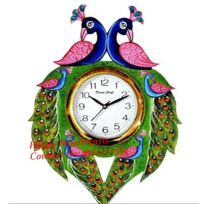 Vintage Indian wooden hand craved beautiful very rare Peacock shape wall clock/ watch