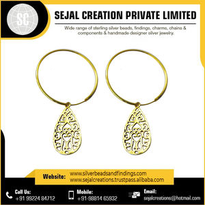 Pendientes de gota grandes de plata esterlina de compra superior vendedor indio y precio al por mayor del proveedor para bodas - Product Image 5