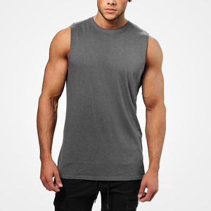 Camiseta sin Mangas para Hombre, Informal, Deportiva, de Verano, 100% Algodón, con Logotipo Personalizado, Precio al por Mayor, Color Sólido, Cuello Redondo - Product Image 4