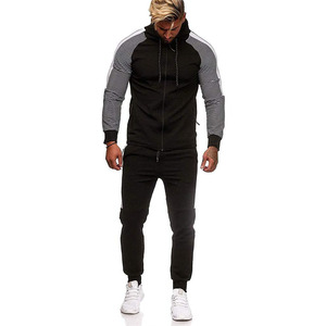 New Arrival Men's Raglan Sleeve Stylish Zip <b>Up</b> Hoodie With Track Pants Tracksuits Set - Product Image 3
