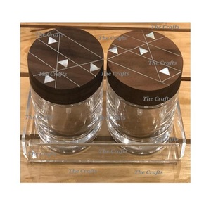 ชุดโถอะคริลิค2ใบพร้อมฝาไม้และกล่องช็อคโกแลตสำหรับงานมุกขนาดแตกต่างกันในราคาที่เหมาะสม - Product Image 6