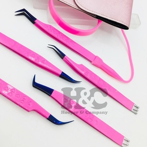 Nouvelle pince à épiler rose pointe violette extension de cils durable pince à épiler vison Logo offre poignée en forme de coeur pince à épiler en acier inoxydable - Product Image 2