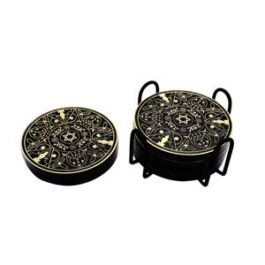 Custom Deep Etched Brass Coaster with Novelty Design <b>Wood</b> Base Mat & Pad for Home Office or Kitchen Table Gifting - Product Image 3