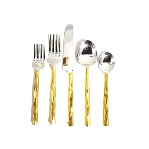 Luxury Tableware stainless steel with Metal Gold Finishing Grip Fork, Knife, Spoon in Cutlery Set