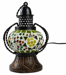 Lampe électrique en bois et fer multicolore en verre pour lampe de salon, mosaïque traditionnelle, suspension murale, Table décorative - Product Image 2