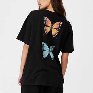 T-shirt col rond style nouveau avec de belles impressions et des mots, 100% coton, pour femmes - Product Image 4