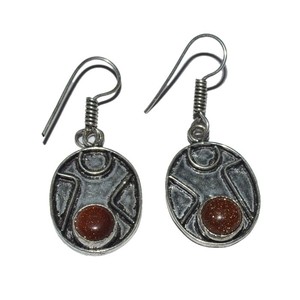 Boucles d'oreilles tendance en agate plaquées or/argent, style classique, vente en gros - Product Image 1