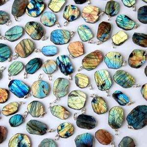 Rosa diamante Cruz colgante labradorita pendientes mariposa alfabeto curación piedra preciosa joyería al por mayor piedra preciosa azul Natural - Product Image 2