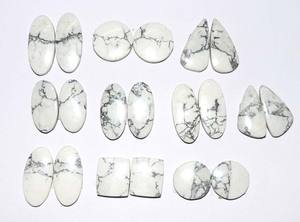 หินแร่ Howolite Cabochon แบบธรรมชาติ,พลอยคู่ทำเครื่องประดับ DIY ฟรีไซส์ - Product Image 2