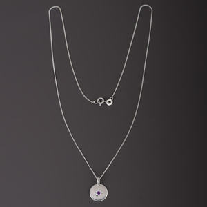 <b>Top</b> Wholesaler Purple Amethyst Natural Gemstone Pendant Pure Solid 925 Sterling Silver Round Disc Charm <b>Chain</b> Necklace Jewelry - Product Image 5