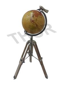 Decorative Table Globe with Table Tripod Wooden Stand ~World Map Globe Desktop Retro World Globe - Product Image 1