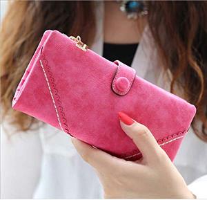Ellena Stylish PU Genuine Leather RFID Clutch Wallet <b>Purse</b> for Women- Rose <b>Red</b> - Product Image 2