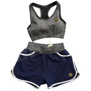女士2pcs运动短款瑜伽服2件套健身房运动胸罩和骑自行车短裤