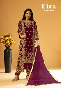 Salwar Kameez en filet lourd au look élégant et aux couleurs étonnantes avec broderie et codding et pierre pour femmes - Product Image 4