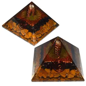 Yellow Jasper and Tourmaline Orgone Pyramids Semiprecious Stone Craft Crystal Stone Orgone Protection Pyramid