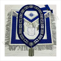 Celemek Polos Masonik Regalia, Celemek Rumah Biru dengan Kerah Kualitas Tinggi