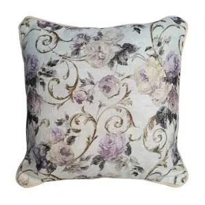 Декоративная романтичная наволочка с принтом сиреневых роз, винтажный Шебби-шик, персиковый розовый цветочный квадратный чехол для подушки, квадратная подушка