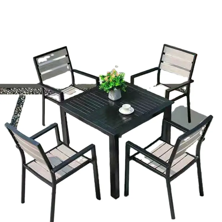 (SP-OC721) Plastik Kayu Jati Outdoor Furniture Set Meja Makan Outdoor Meja dan Kursi Di Taman Set