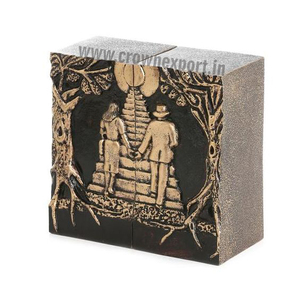 Urna de cremación con bandeja de corazón para pareja de adultos, urna de compañero para cenizas funerarias, color negro y plateado, camión y corazón - Product Image 2