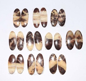 พลอย Cabochon คู่แฟนซีสำหรับทำเครื่องประดับเงิน DIY,พลอยเทียมหัวม้าลายธรรมชาติพลอยคู่ - Product Image 3