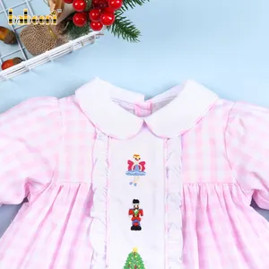 Christmas hand embroidery dress OEM ODM kids smock dress customized hand made embroidery wholesale manufacturer - BB2630