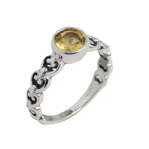 Wholesale Indian Jewelry Citrine Stone Ring Jewelry Beautiful Jewelry Unisex Wedding Rings Supplier