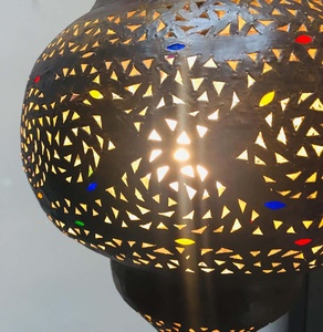 New Handmade Moroccan Moorish Bronze Pendant <b>Lantern</b> With Multi-Color Glass for Indoor and Outdoor Decoration in Best Quality - Product Image 4