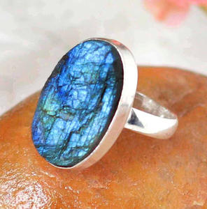 Bague en labradorite naturelle drusée, argent sterling 925, bijoux faits main, fournisseur en gros - Product Image 4