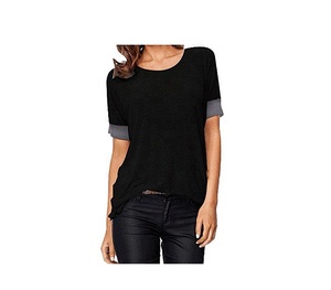 Camisetas de manga corta por encargo de alta calidad Color negro algodón poliéster cuello redondo verano Casual camisetas en blanco para la venta - Product Image 1