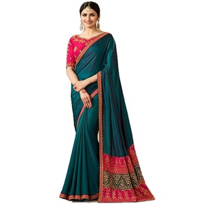 Prenda étnica bordado encaje borde indio Sari bajo precio fiesta desgaste piedra trabajo gasa telas con bordado trabajo blusa ApparelGarment - Product Image 6