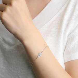 Wholesale Turkish Handmade 925 Sterling Silver <b>Bracelet</b> with Eye Design Clear Zircon Minimal <b>Charm</b> for Parties and Gifts - Product Image 2