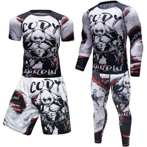 Wholesale Compression Pants Shirt Top Long Sleeve Jacket Set Suit Face Cover Gym Fitness Sets 5Pcs Men's Workout Clothes - Product Image 3