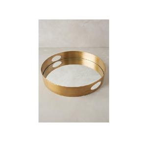 Bandeja decorativa de forma ovalada de nuevo diseño con borde y Asa plateados para vajilla de lujo - Product Image 5