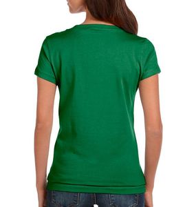 Camiseta verde de manga corta para mujer, ropa blanca con cuello en V, colores personalizados y tela - Product Image 2