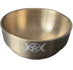 Cuenco de Metal para Altar de Brujería, Pentáculo, Triple Luna, para Halloween - Product Image 1