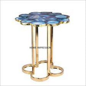 Grossiste Petite table d'appoint de luxe avec dessus en agate et base en métal doré Table d'appoint en agate marbrée pour la décoration du salon à un prix attractif - Product Image 3