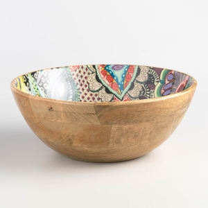 Multi-color Printed Enamel <b>Wooden</b> <b>Salad</b> <b>Bowl</b> - Product Image 1