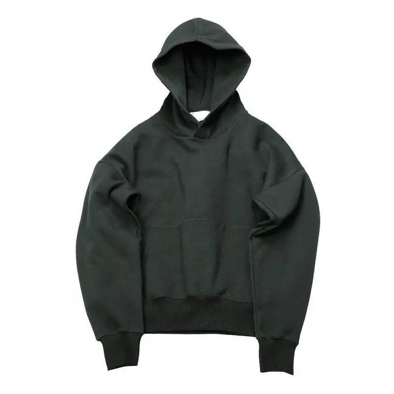 High Quality No String Heavyweight Cotton Hoodies Pullover Customized Plain Black Cut And Sew Hoodie