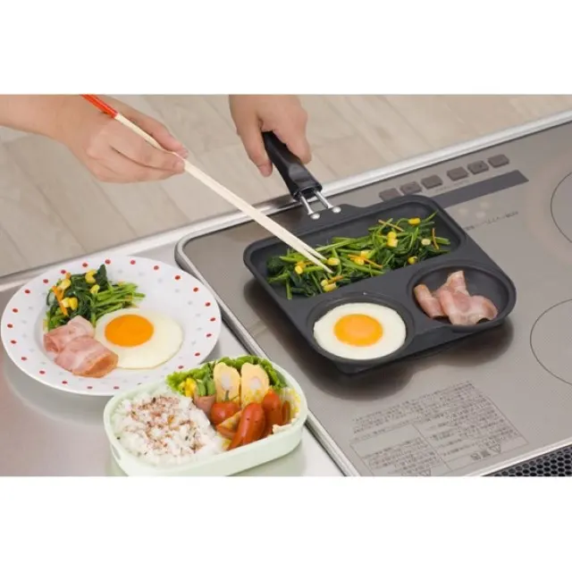 In Lega di alluminio Non-stick Piastra Pan Multi-sezione di Frittura Pan All-in-one Colazione KS-2759 Triple pan