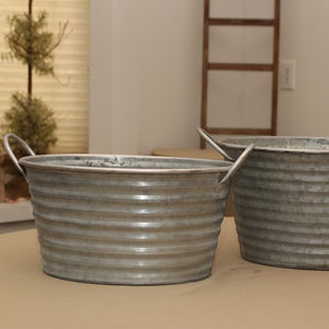 Cubos de Metal galvanizado con asas de madera para fiestas, Cubo de cerveza para proyectos en casa - Product Image 1