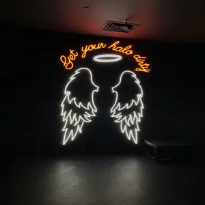 Store Business Logo Led Neo Sign Angel Wings Neon Sign Light Party Decorative Lighting For Wall Decoration