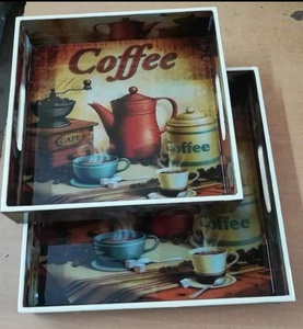 ถาดเสิร์ฟไม้เคลือบเงาพิมพ์ลายสำหรับใส่ถ้วยชา ถาดเสิร์ฟเรซิ่นแบบกำหนดเองสำหรับโรงแรมหรือร้านอาหาร - Product Image 5