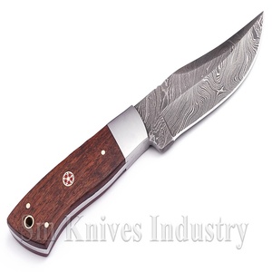 Cuchillo de Caza y Desollado de Acero de Damasco con Mango de Madera y Punta Caída, 10 Pulgadas de Longitud Total, Garantía de 3 Años, OBM Disponible (Smk1357) - Product Image 4
