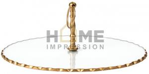 Merveilleux Design Plaqué Or Cadre Bordure Feuille Et Branches Plateau Design Moderne Snacks Alimentaires Plateau De Service Pour Les Fournisseurs En Gros - Product Image 4