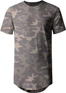 Camiseta informal para hombre, ropa de calle de alta calidad, venta al por mayor, a la moda, bordada, 100% de algodón, Camiseta larga - Product Image 3