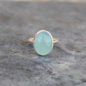 Bague en argent sterling 925 Aqua Calcedony Natural Gemstone Bijoux en argent fin faits à la main - Product Image 3