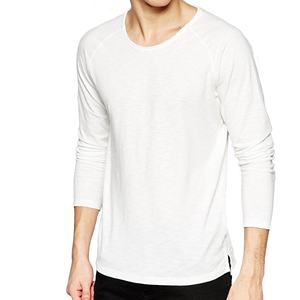 Camiseta raglán de manga larga para hombre al por mayor ropa de gimnasio básica de cuello redondo de algodón transpirable ropa de ajuste regular - Product Image 1