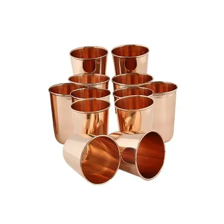 Set Of 12 Copper Water Drinking Glass With Prime Quality Customized Size And Shape Copper Water Glasses
