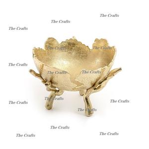 Bestest Design Tuercas Tazón para servir en acero inoxidable Tazón decorativo de color dorado con bandeja de madera a bajo precio - Product Image 3